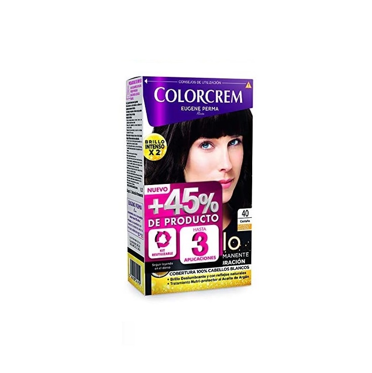 COLORCREM COLOR & BRILLO TINTE CAPILAR +45% DE PRODUCTO 40 CASTAO