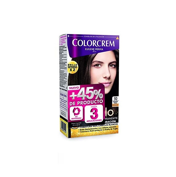 COLORCREM COLOR & BRILLO TINTE CAPILAR +45% DE PRODUCTO 50 CASTAO CLARO