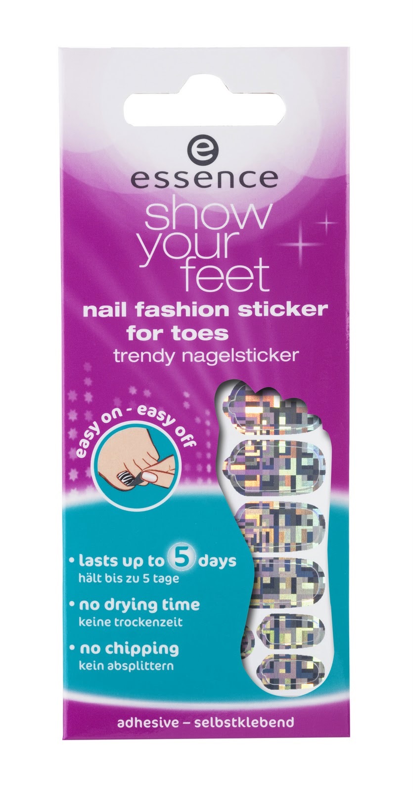 ESSENCE SHOW YOUR FEET NAIL FASHION STICKER FOR TOES PLATEADO