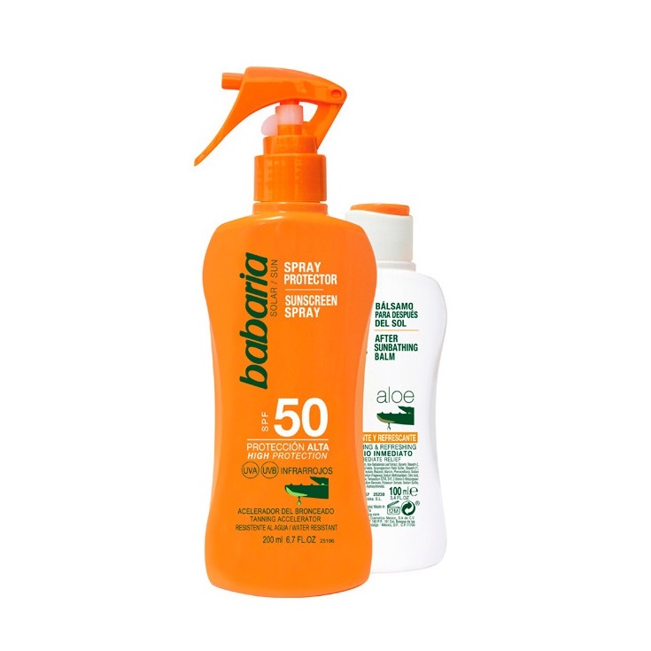 BABARIA SPRAY PROTECTOR SOLAR ALOE VERA SPF50 200ML + AFTER SUN ALOE 100ML