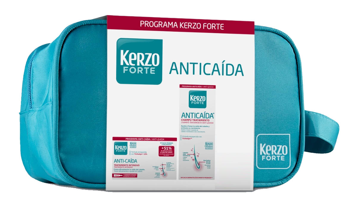 KERZO FORTE ANTICAIDA PROMO NECESER (CHAMPU ANTICAIDA+ TRAT. INTENSIVO) SET REGALO