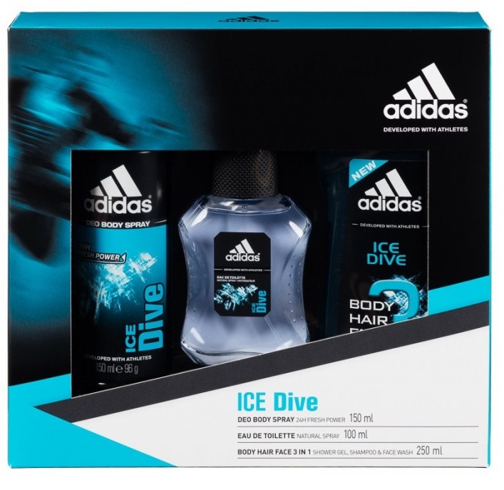 Adidas Ice Dive Eau de Toilette 100 ml + Gel de ducha, Champu y Lavado