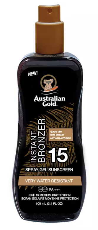 AUSTRALIAN GOLD WITH INSTANT BRONZER GEL SPF15 SPRAY 100 ML