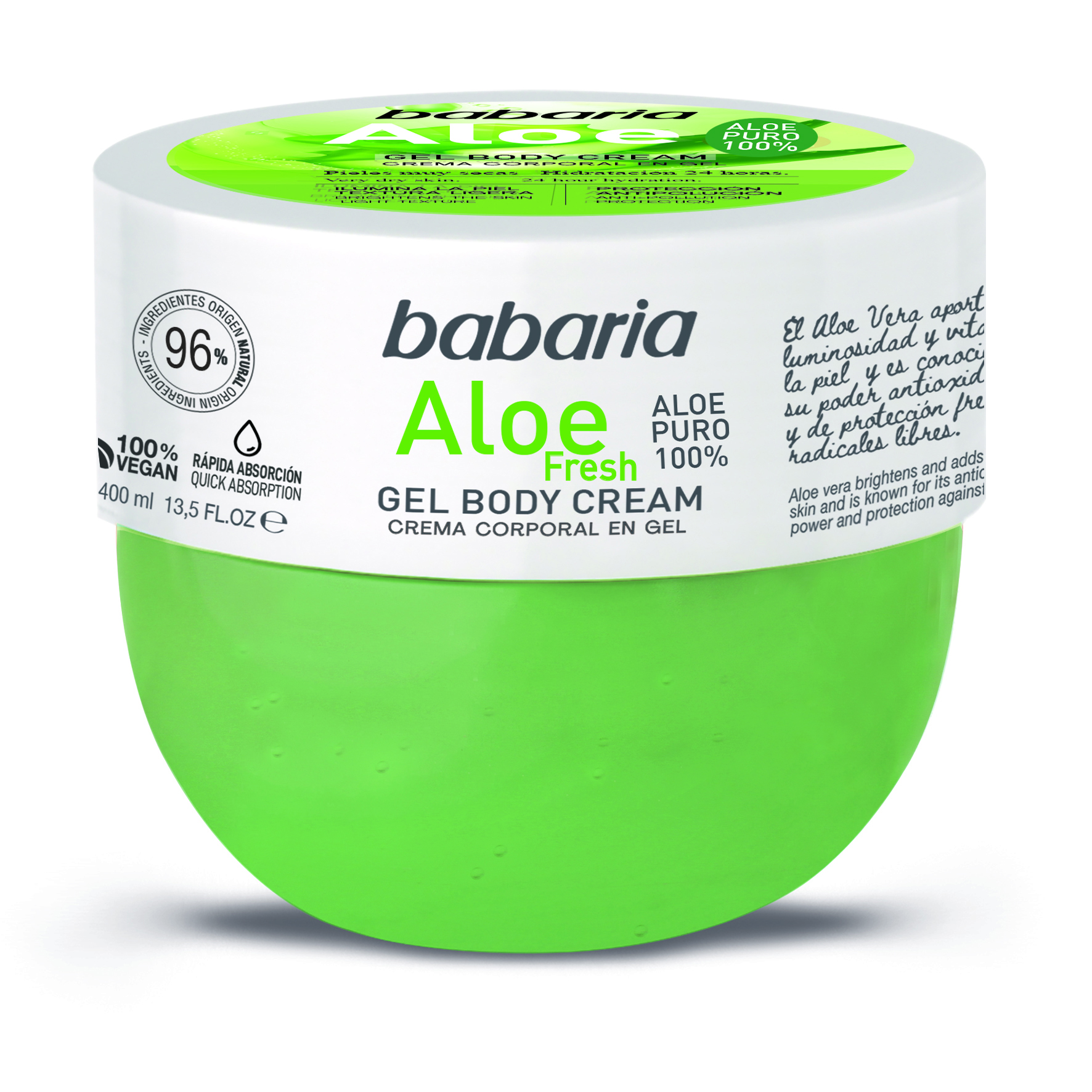 comprar BABARIA BODY CREAM ALOE GEL PURO FRESH 400 ML en la central del