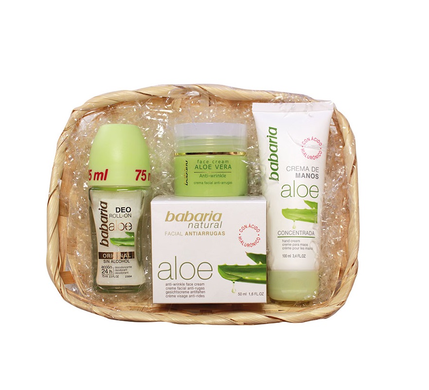 BABARIA ALOE VERA CREMA FACIAL 50ML+DESODORANTE ROLL-ON 75ML+CREMA MANOS 100ML SET REGALO
