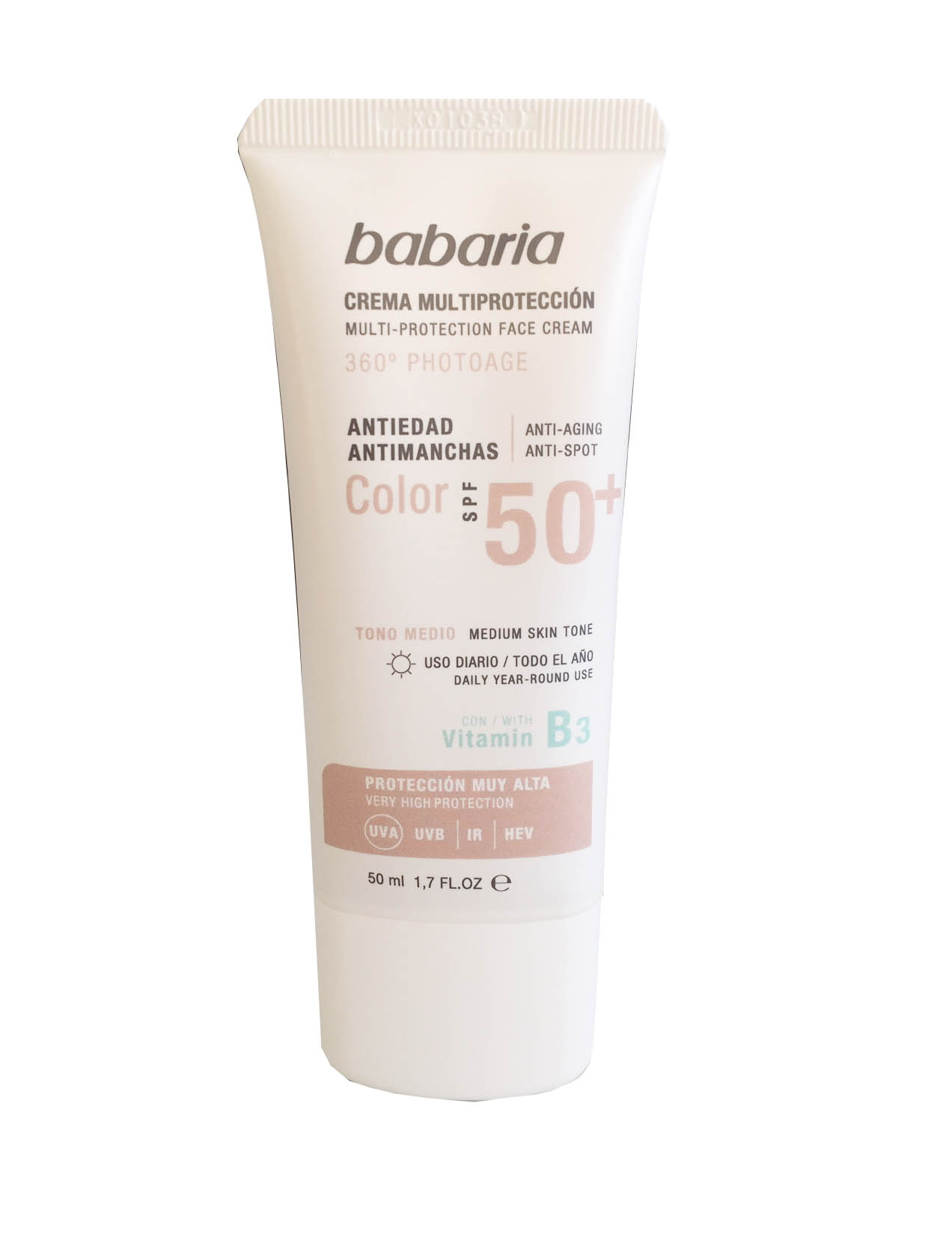 BABARIA CREMA MULTIPROTECCIN 360 PHOTOAGE ANTIEDAD & ANTIMANCHAS SPF 50+ TONO MEDIO 50 ML