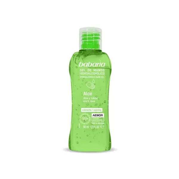 BABARIA GEL DE MANOS HIGIENIZANTE ALOE VERA 70 % ALCOHOL CALMANTE 50 ML