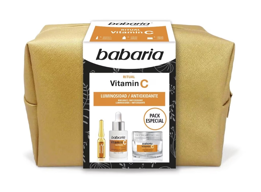 BABARIA VITAMINA C CREMA FACIAL 50ML+AMPOLLAS 1X2ML+SERUM 30ML + NECESER SET REGALO