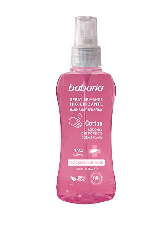 BABARIA SPRAY DE MANOS HIGIENIZANTE COTTON 70 % ALCOHOL TACTO SEDA