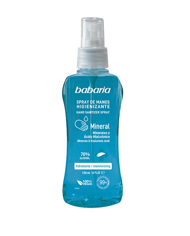 BABARIA SPRAY DE MANOS HIGIENIZANTE MINERAL 70 % HIDRATANTE 100 ML