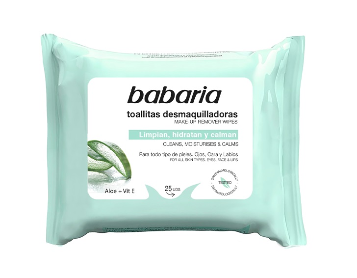 BABARIA TOALLITAS DESMAQUILLADORAS ALOE VERA 25 UNIDADES