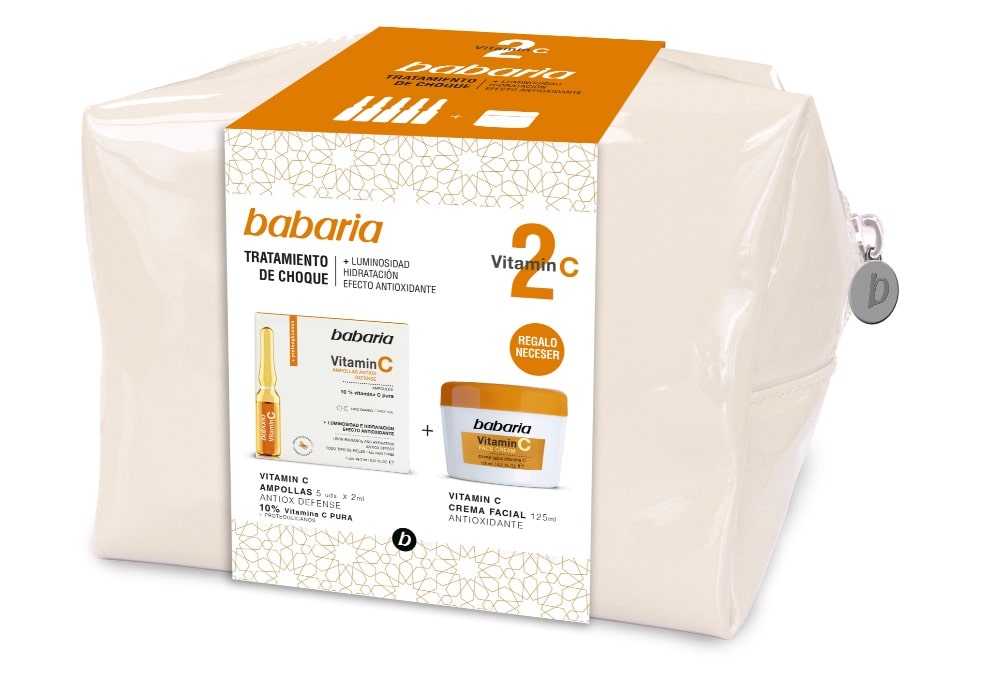 BABARIA VITAMINA C CREMA FACIAL 125ML+AMPOLLAS 5X2ML+NECESER SET REGALO