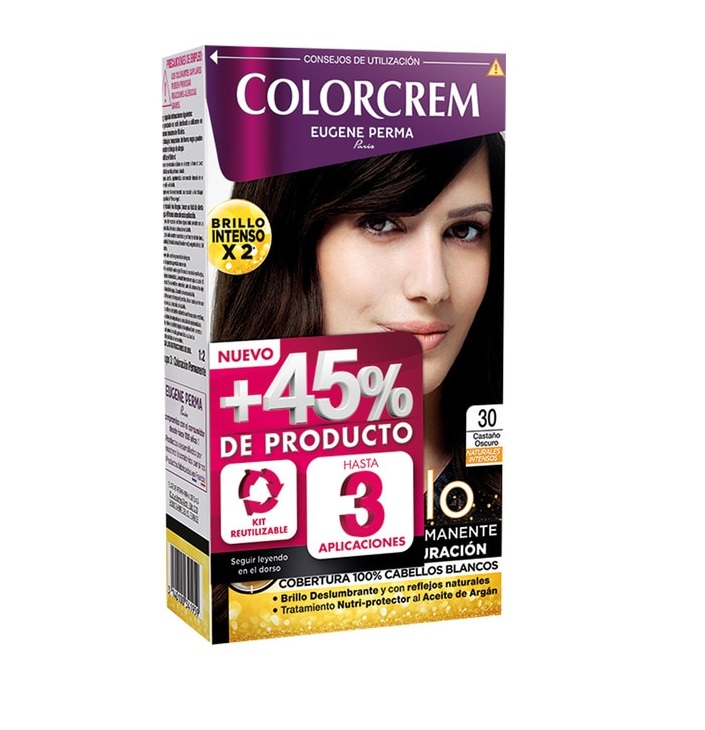 COLORCREM COLOR & BRILLO TINTE CAPILAR +45% DE PRODUCTO 30 CASTAO OSCURO