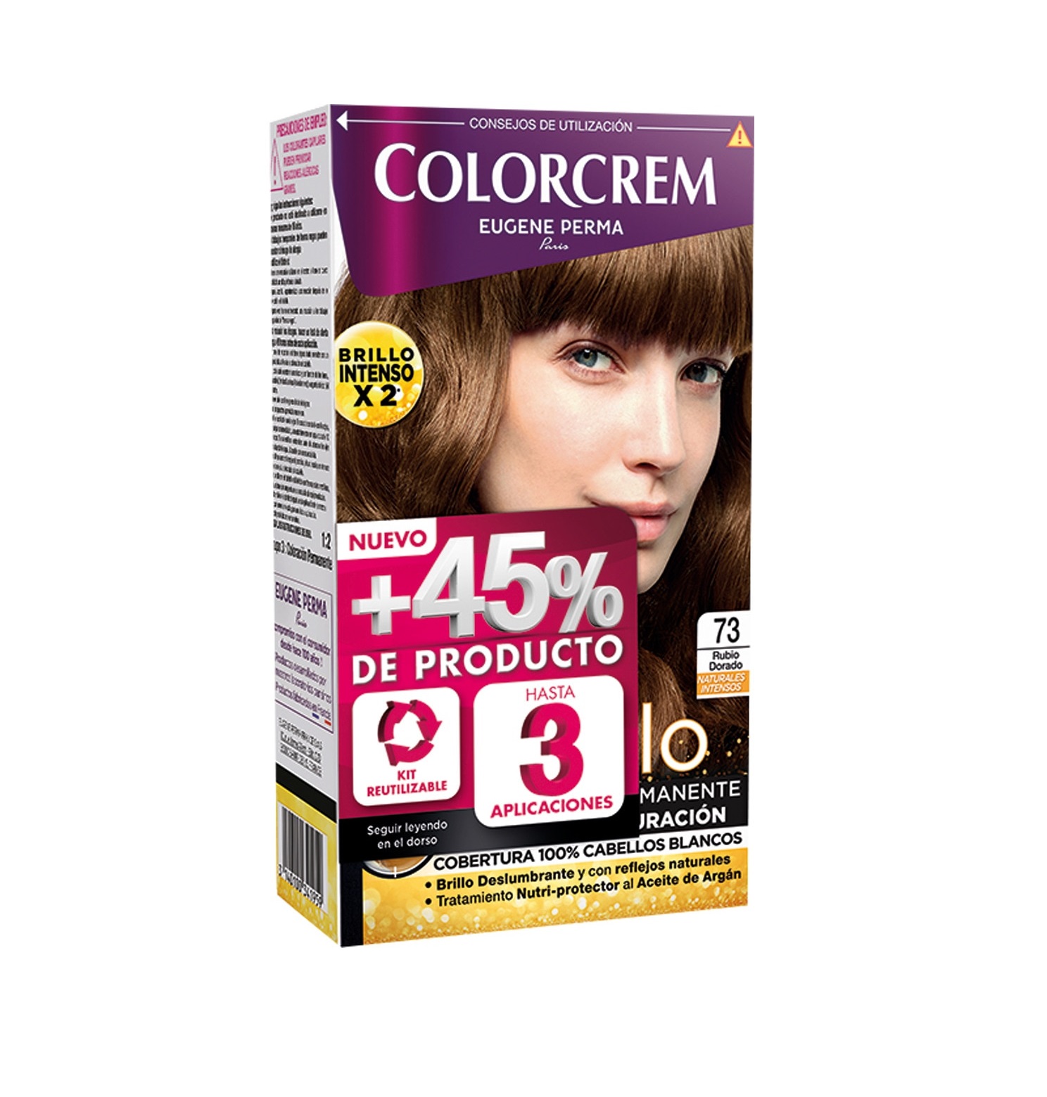 COLORCREM COLOR & BRILLO TINTE CAPILAR +45% DE PRODUCTO 73 RUBIO DORADO