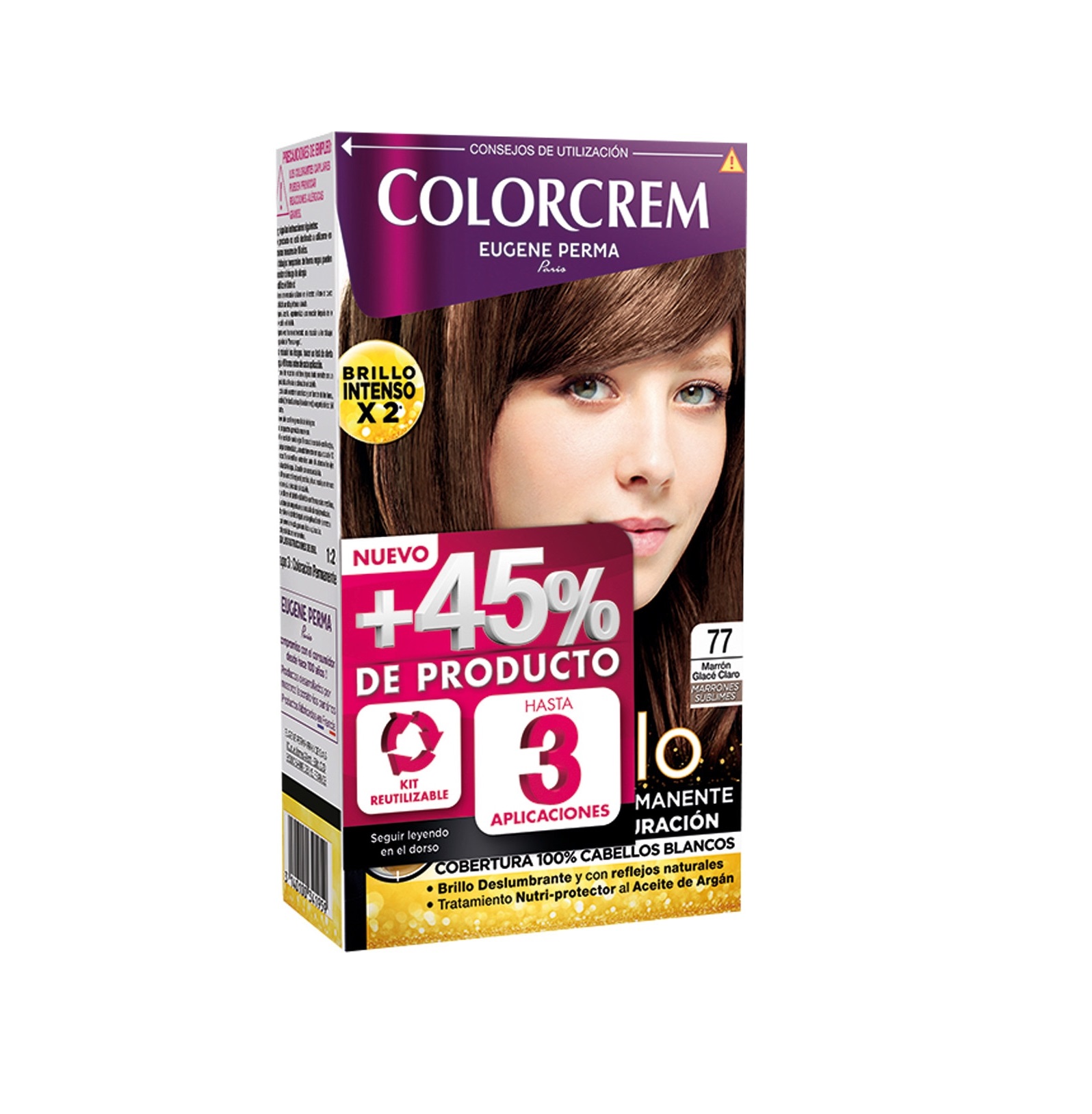 COLORCREM COLOR & BRILLO TINTE CAPILAR +45% DE PRODUCTO 77 MARRON GLACE CLARO