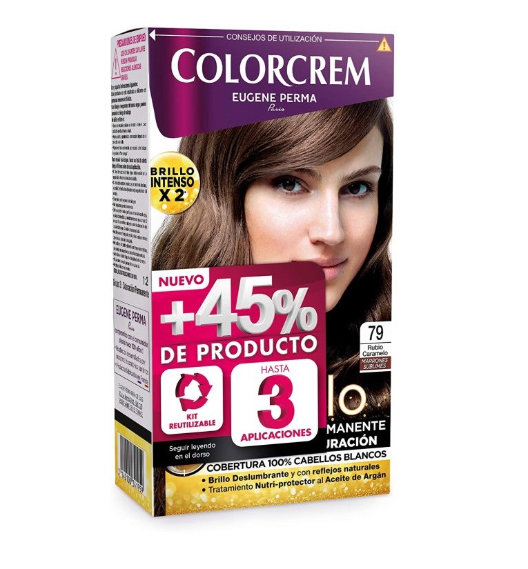 COLORCREM COLOR & BRILLO TINTE CAPILAR +45% DE PRODUCTO 79 RUBIO CARAMELO