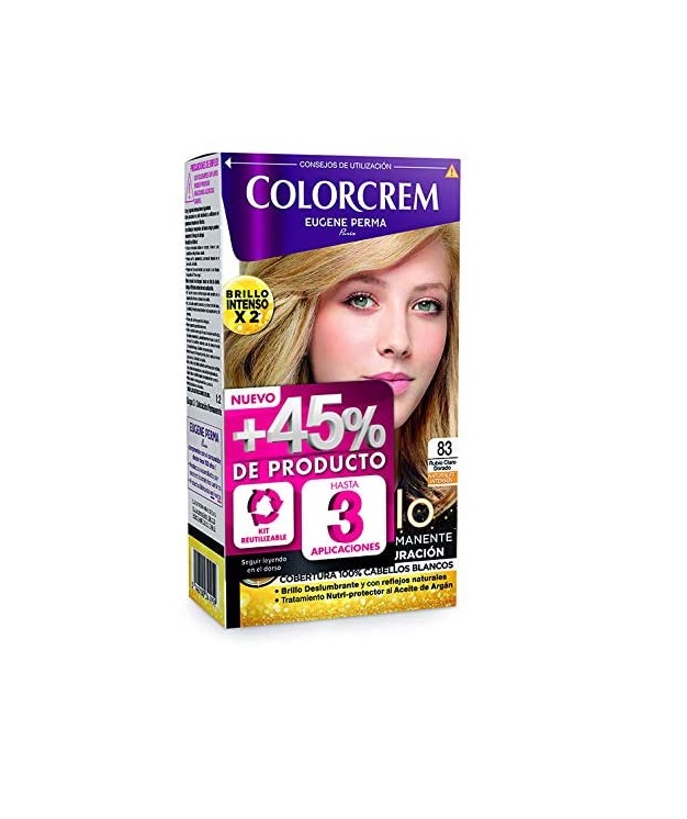 COLORCREM COLOR & BRILLO TINTE CAPILAR +45% DE PRODUCTO 83 RUBIO CLARO DORADO