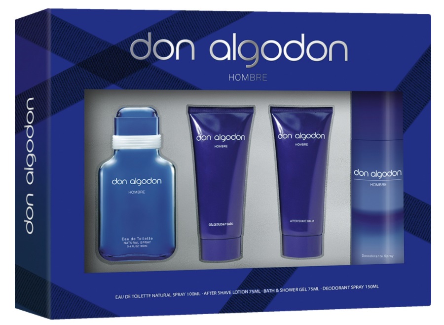 Don Algodon Hombre eau de toilette 100 ml vapo + desodorante 150ml +Gel de  ducha 75 ml + After shave 75 ml +Set regalo