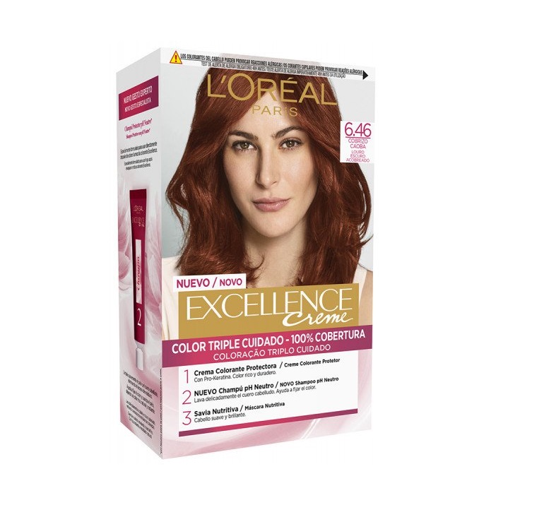 L\'OREAL EXCELLENCE CREME TINTE 6.46 RUBIO OSCURO COBRIZO CAOBA